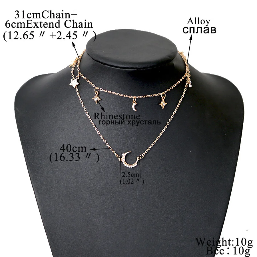 Богемное ожерелье с подвеской в виде Луны и кисточкой женское многослойное колье