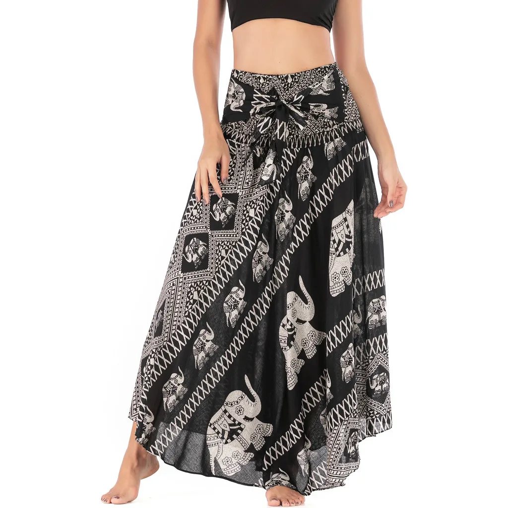 

2021 Summer harajuku High Waist Beach Skirts Bohemian Women Floral Maxi Skirts Casual Printing Long Skirt jupe longue femme