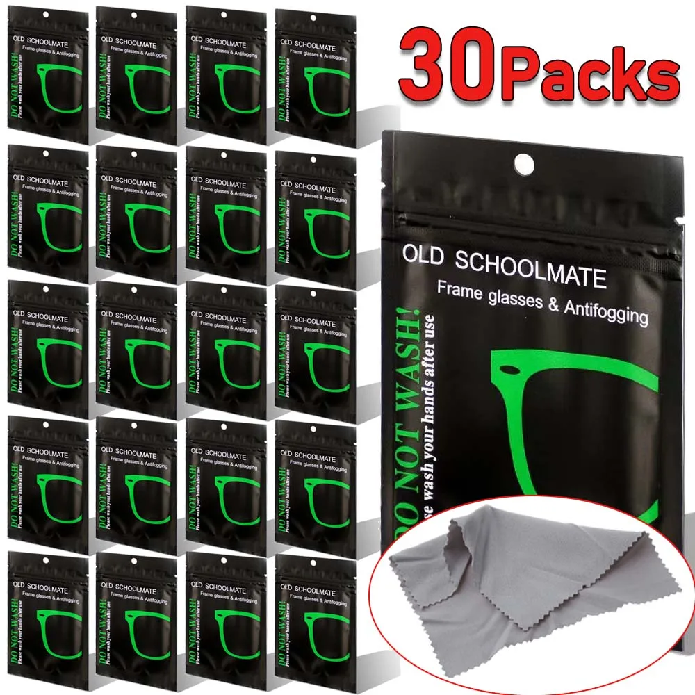

30Pack Suede Cloth Reusable Anti Fog Glasses cloth Wipes Eyeglasses Pre-moistened Lens Defogger Wiping Eyeglass Cloth 30pcs