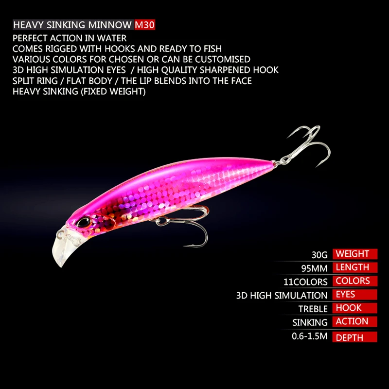 Minno приманка 30 г/9 5 см глубокая вода Minnows Long Range Sub взбитая Fake Bait Fshing Lure | Спорт и