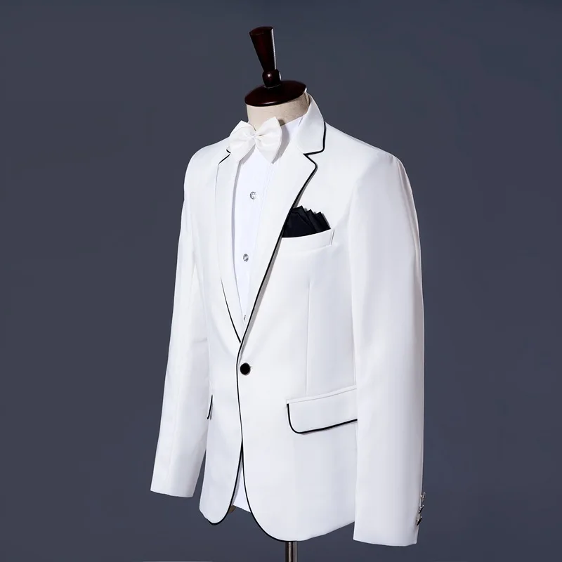 

Мужской белый официальный Свадебный костюм для сцены костюм для жениха приталенный Блейзер пиджак брюки офисный костюм из двух предметов д...