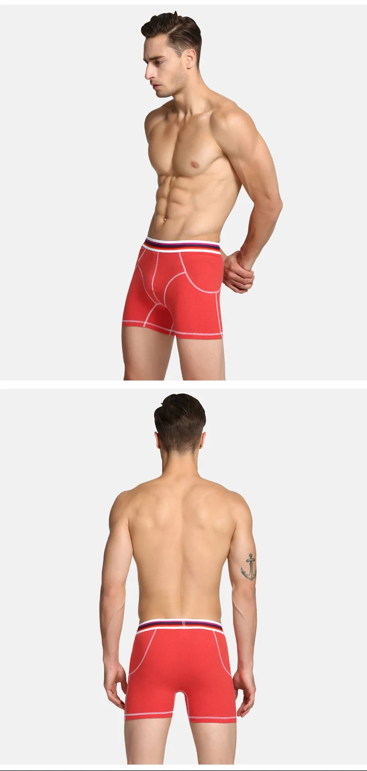 J-BOX, 1 шт., мужское сексуальное нижнее белье, Cueca, хлопковые гей трусы-боксеры дышащие трусы, мужские трусы размера плюс, льняные Длинные боксеры, нижнее белье