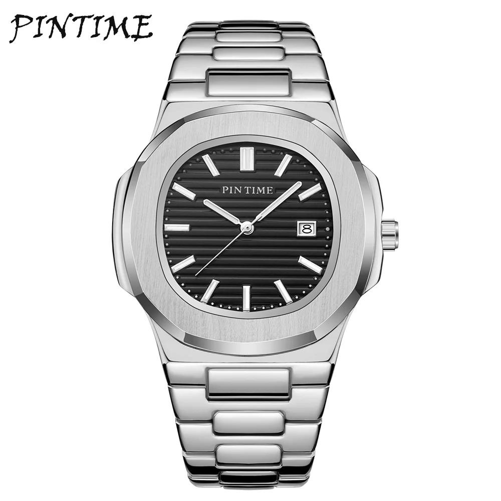 Модные мужские спортивные часы в стиле Nautilus кварцевый механизм из нержавеющей