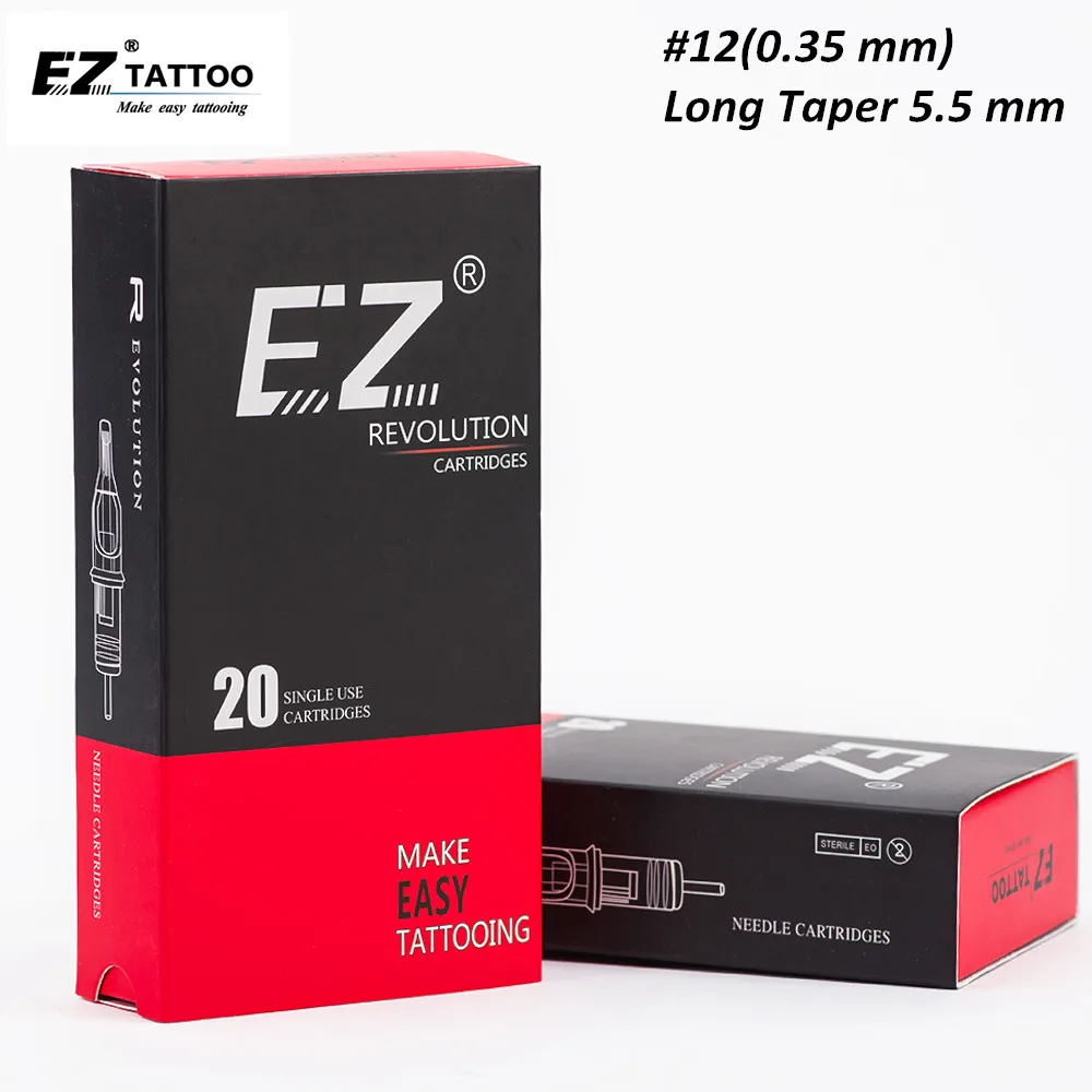 

EZ Revolution Tattoo Cartridges Curved Magnum (RM) #12 (0.35 MM) Needles for Rotary Machines & Grips 20 Pcs/Box