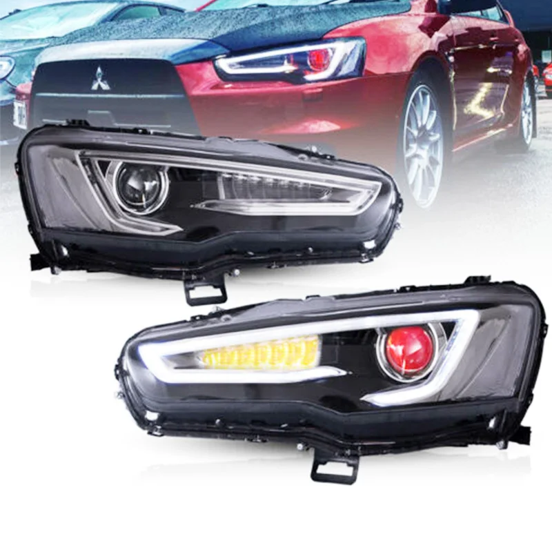 

HID Demon Eyes Headlights Assembly For Mitsubishi Lancer 2008-2018 LED with Moving Turn Signal Dual Beam Lens Car Accessories