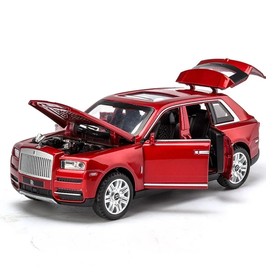 

1/32 Diecast Alloy Cars Models Rolls Royce Cullinan Metal Model Sound Light Pull Back SUV For Kids 7 Doors Opened Toys For Boys