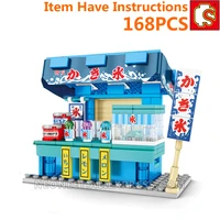 sembo city architecture japan sakura street shaved ice restaurant food shop store mini blocks building model toys gift