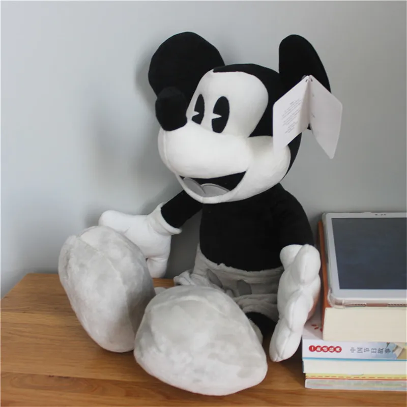 Disney-peluches cl&aacute;sicos de Mickey Mouse para ni&ntilde;os, mu&ntilde;eco de peluche suave de 45cm, en blanco y negro, estilo Retro, ideal como regalo de cumplea&ntilde;os-1