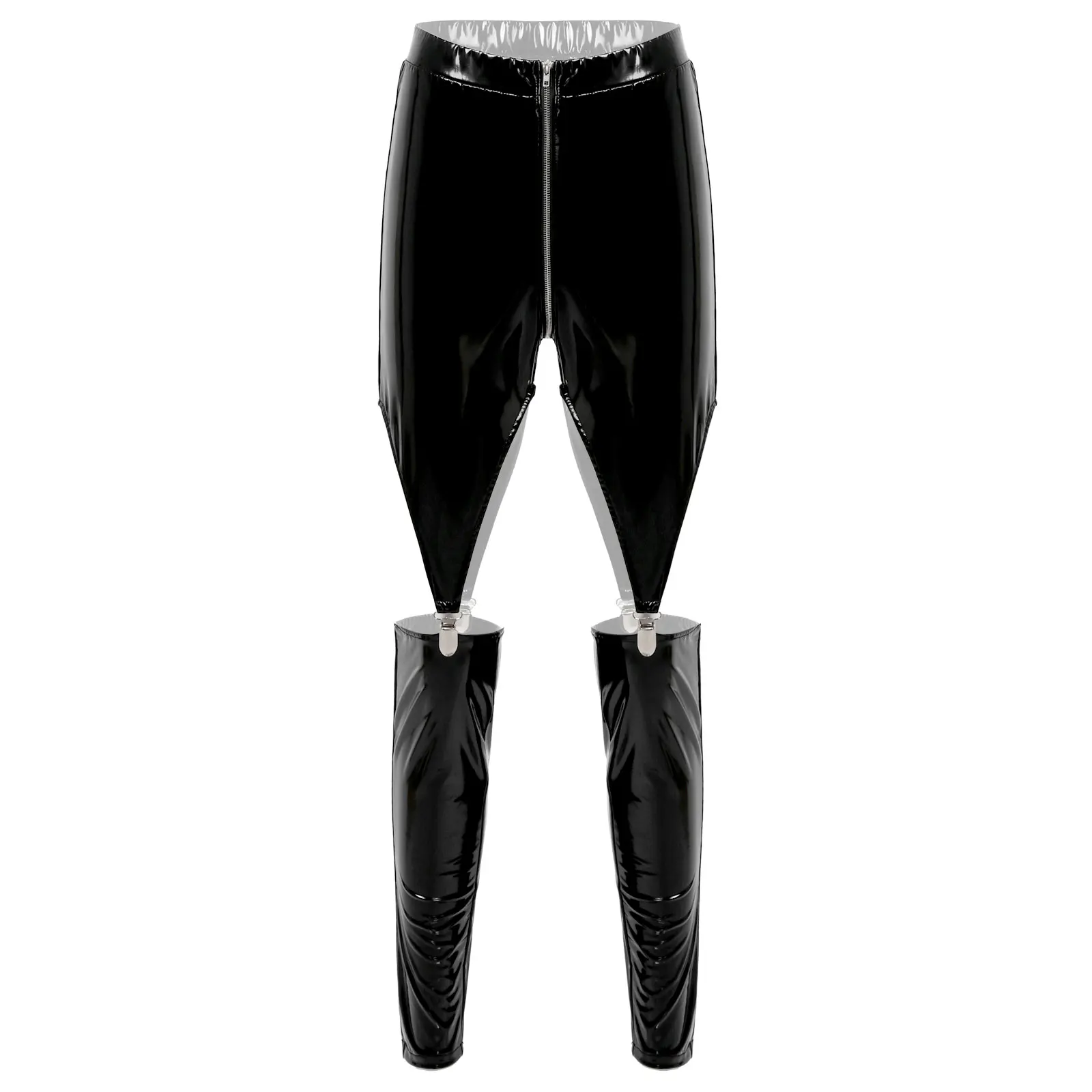 

Женские латексные пикантные брюки из лакированной кожи, облегающие брюки с вырезами на молнии и промежностью, эластичный пояс, модные брюки...