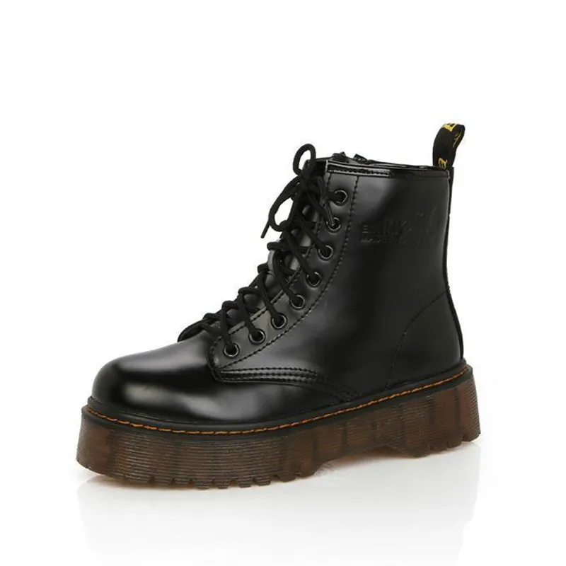 Botas/женские ботильоны в байкерском стиле; женские туфли-оксфорды на платформе со шнуровкой; сезон осень-зима; женские туфли на высоком каблуке