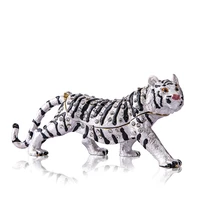 hd white tiger jewelry trinket box collectible crystals jeweled hinged enameled wild animal figurine dressing table decor gift
