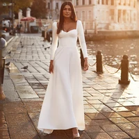 eightree white wedding dresses 2021 sweetheart a line bride dress backless boho beach long sleeve wedding ball gowns custom size