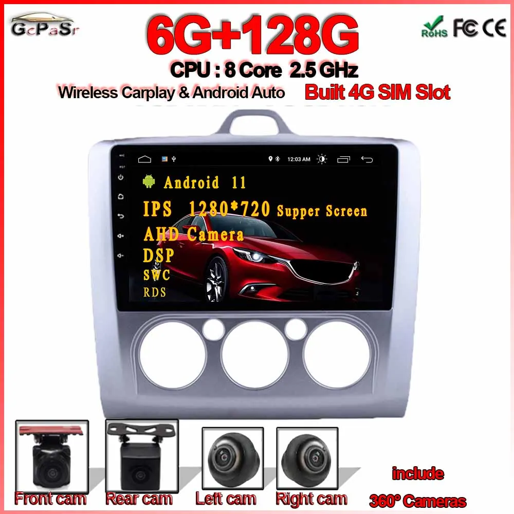 9 дюймов Android 11 передний бампер автомобиля Радио Dvd плеер для Форд Фокус EXI MT 2 3 Mk2 2004