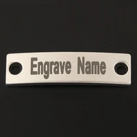 100pcs id tag free engraving rectangle charms custom name personalized pendant nameplate gift accessorie