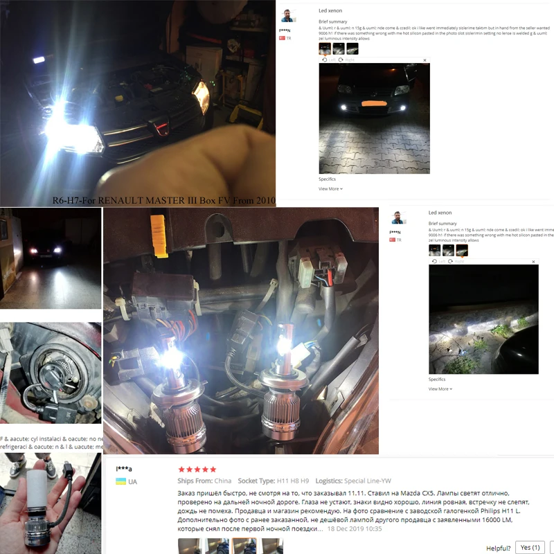 CNSUNNY светильник автомобильный головной лампа H4 H7 H11 Светодиодный H3 9005 HB3 9006/HB4