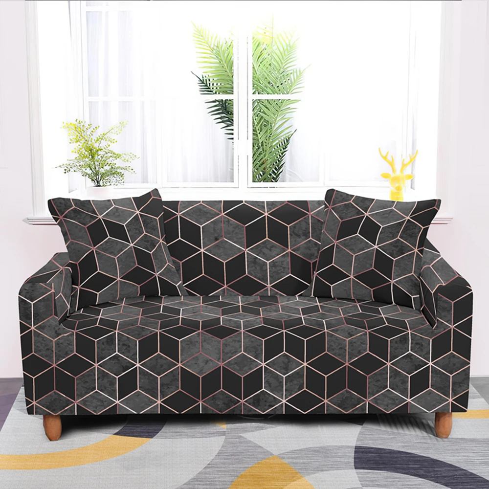 Геометрическая Упругий Диван Крышка для Гостиная современный вид в разрезе