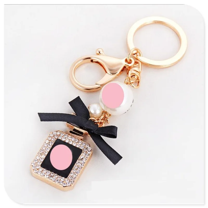 Жемчужный бант флакон духов Металлический Брелок Автомобильный кулон сумка