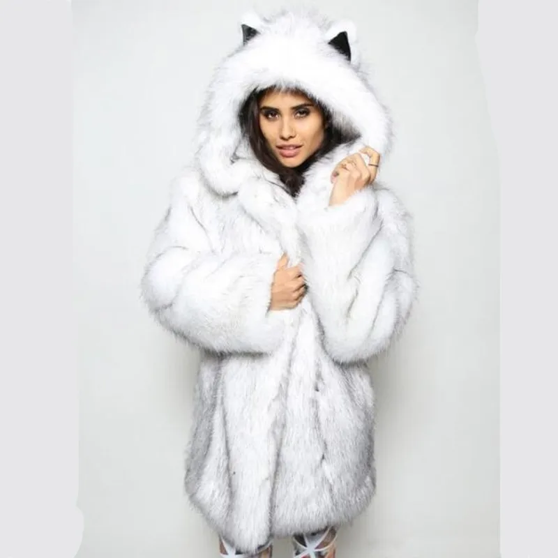 2019 большой размер Новое модное зимнее пальто женское Имитация лисьего меха с