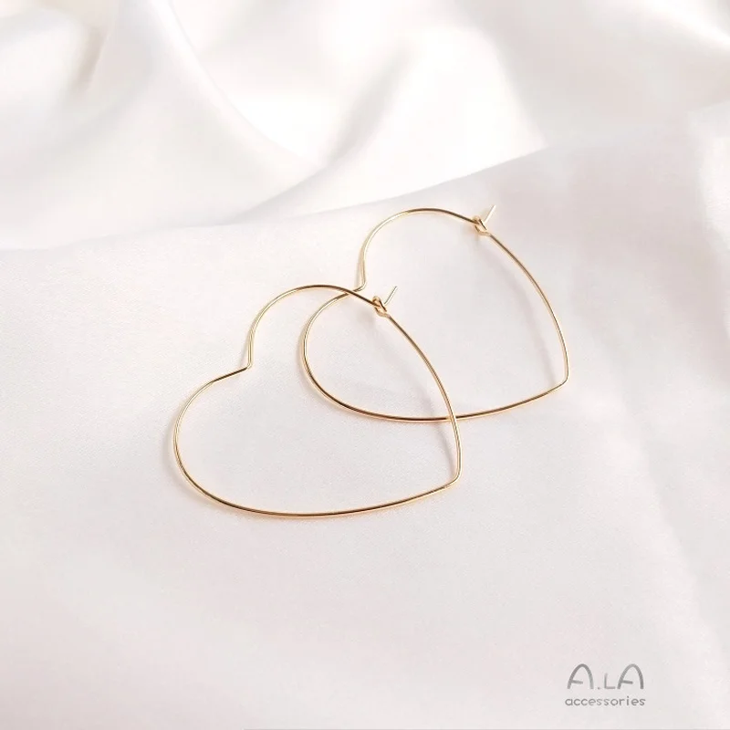 1 пара серег 14K сумка Золотые Большие персиковые сердца любовь в форме пять острых