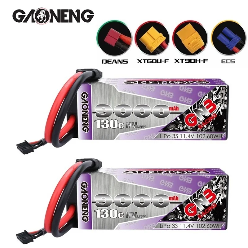 GAONENG-bater&iacute;a LiPo GNB de 11,4 v, 9000mAh, 130C PLUS, piezas de repuesto para coche de carreras con Control remoto, con carcasa mejorada, bater&iacute;a LiHV 3S-0