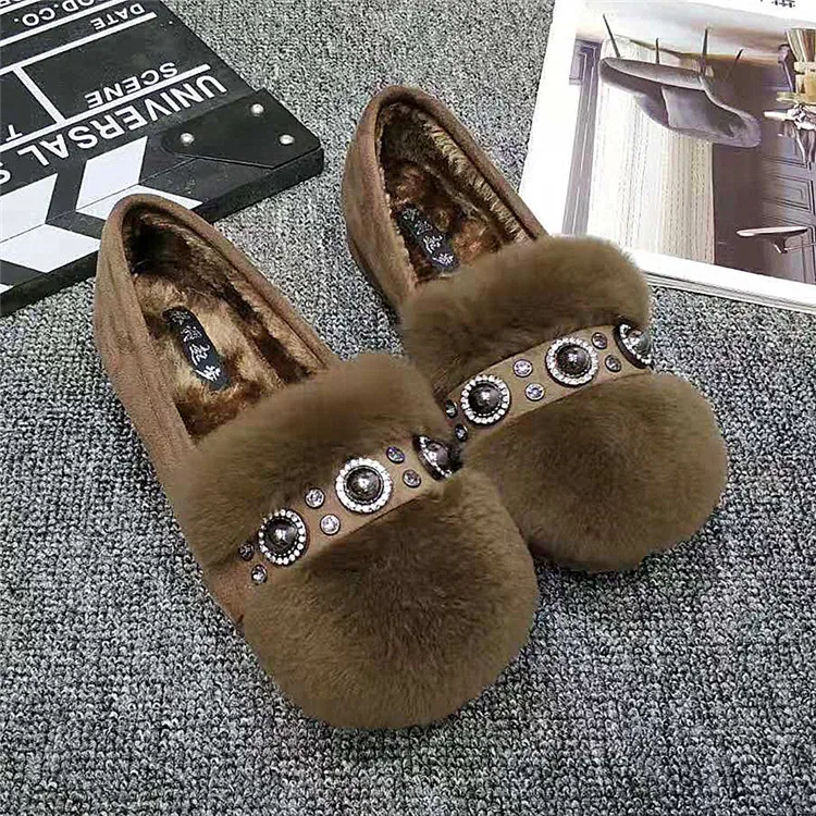 Эспадрильи без застежки с натуральным мехом; женские мокасины на ремешках с большими заклепками; зимняя женская обувь на плоской подошве; модные теплые плюшевые оксфорды на толстой подошве; 42