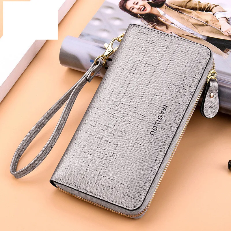 Women Split Leather High Quality Wallets Female Solid Color Zipper Coin Purse Ladies Fashion Design Card Holder Clutch Phone Bag