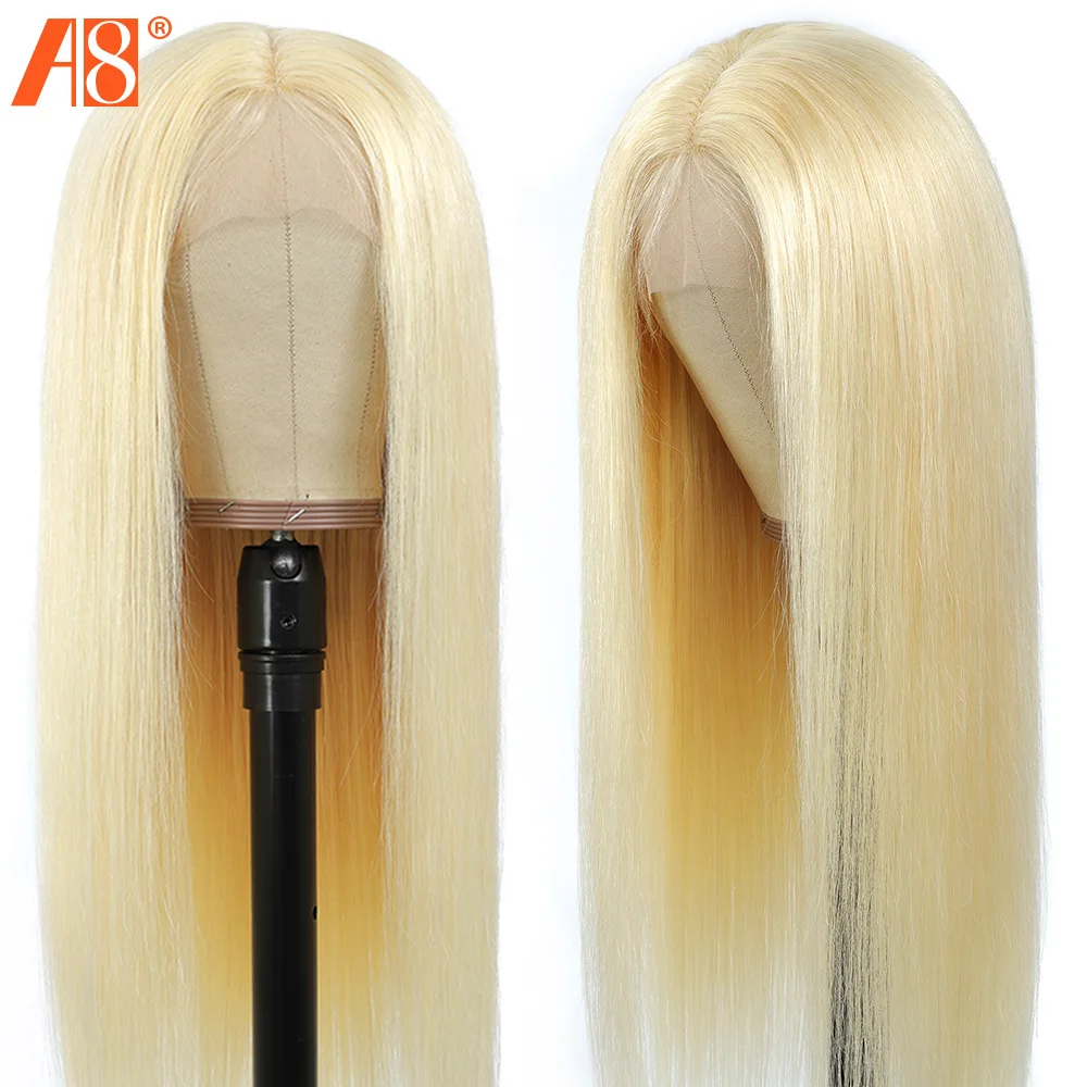 613 Blonde13x6 HD кружевные передние парики из человеческих волос 150% прямые