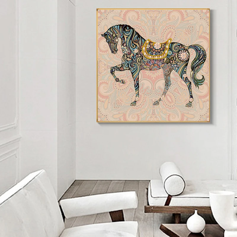 Абстрактная Картина на холсте лошадь король искусство настенные картины большой