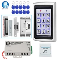 full rfid access control system kit standalone metal keypad electronic lock power supply dc12v door exit with 125khz id keyfobs