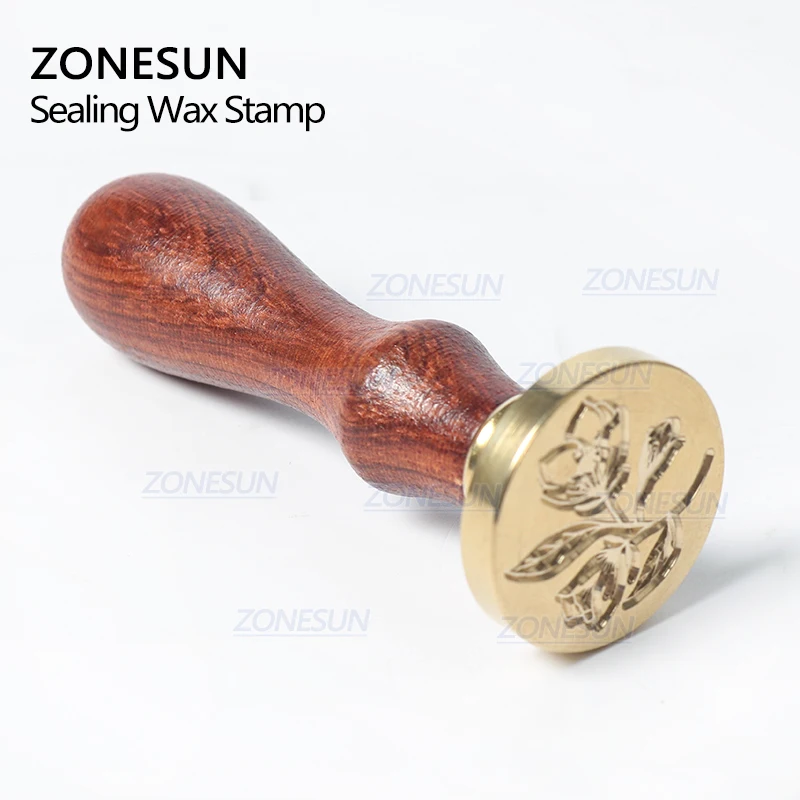 ZONESUN восковая печать штамп ботаническая латунные головки с деревянной ручкой