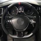 Чехол рулевого колеса автомобиля черное замшевое углеродное волокно для Volkswagen VW Golf 7 Mk7, новое поло Jetta Passat B8 Tiguan Sharan Touran Up