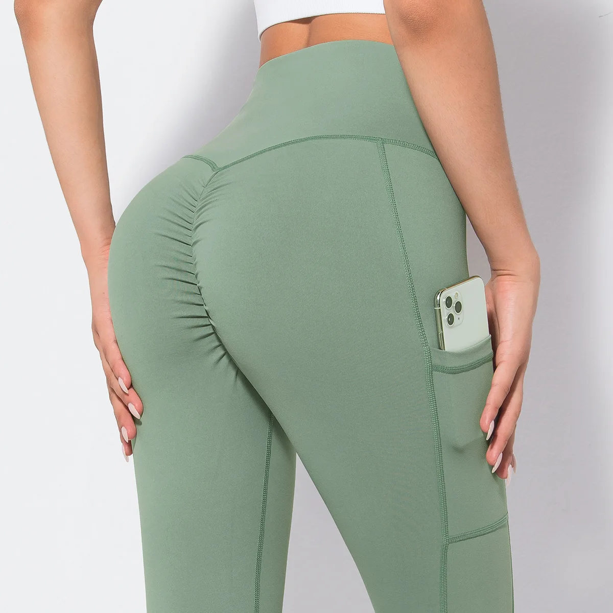 

Women's Yoga Nine points Trousers With Pockets On The Side, Shaping Hips, Tight-fitting Stretch, And Thin, Outer Legging