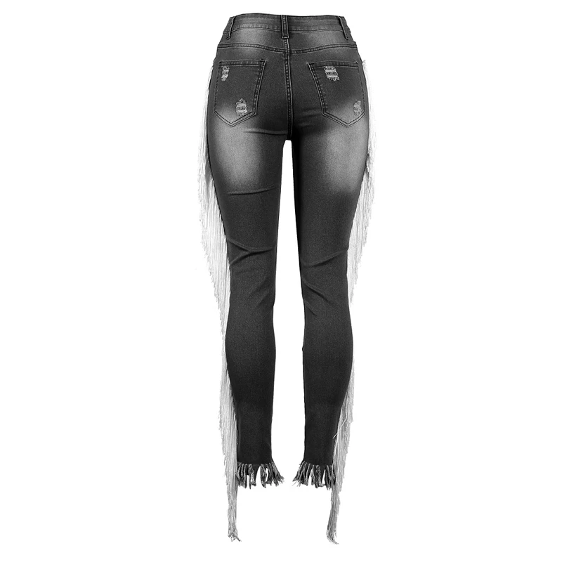 

Plus Size 3XL Women Distressed Tassel Jeans Ripped Denim Pants Casual Trousers Sexy Night Club Jeans Streetwear