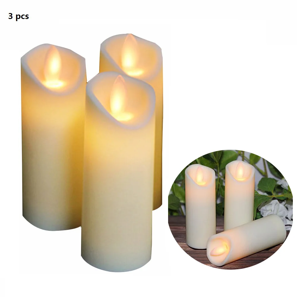 3pcs White Светодиодный беспламенного свечи, 3 шт./6 шт. светодиодный свечи светильник s Батарея работает пластиковая стойка мерцающий Свеча светильник для вечерние Декор - Цвет: 3pcs White