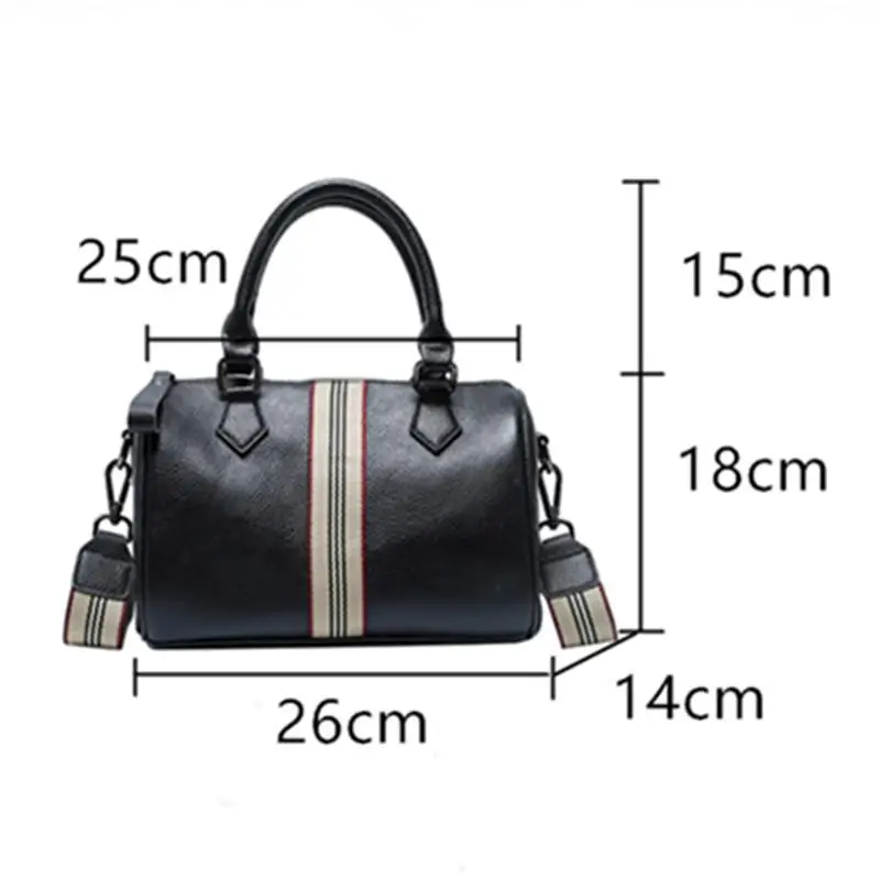 

Quality Cowhide Leather Boston Handbags for Women Trendy Wide Strap Crossbody Bags Ladies Shopping Elegant Wild Shoulder Bag Sac