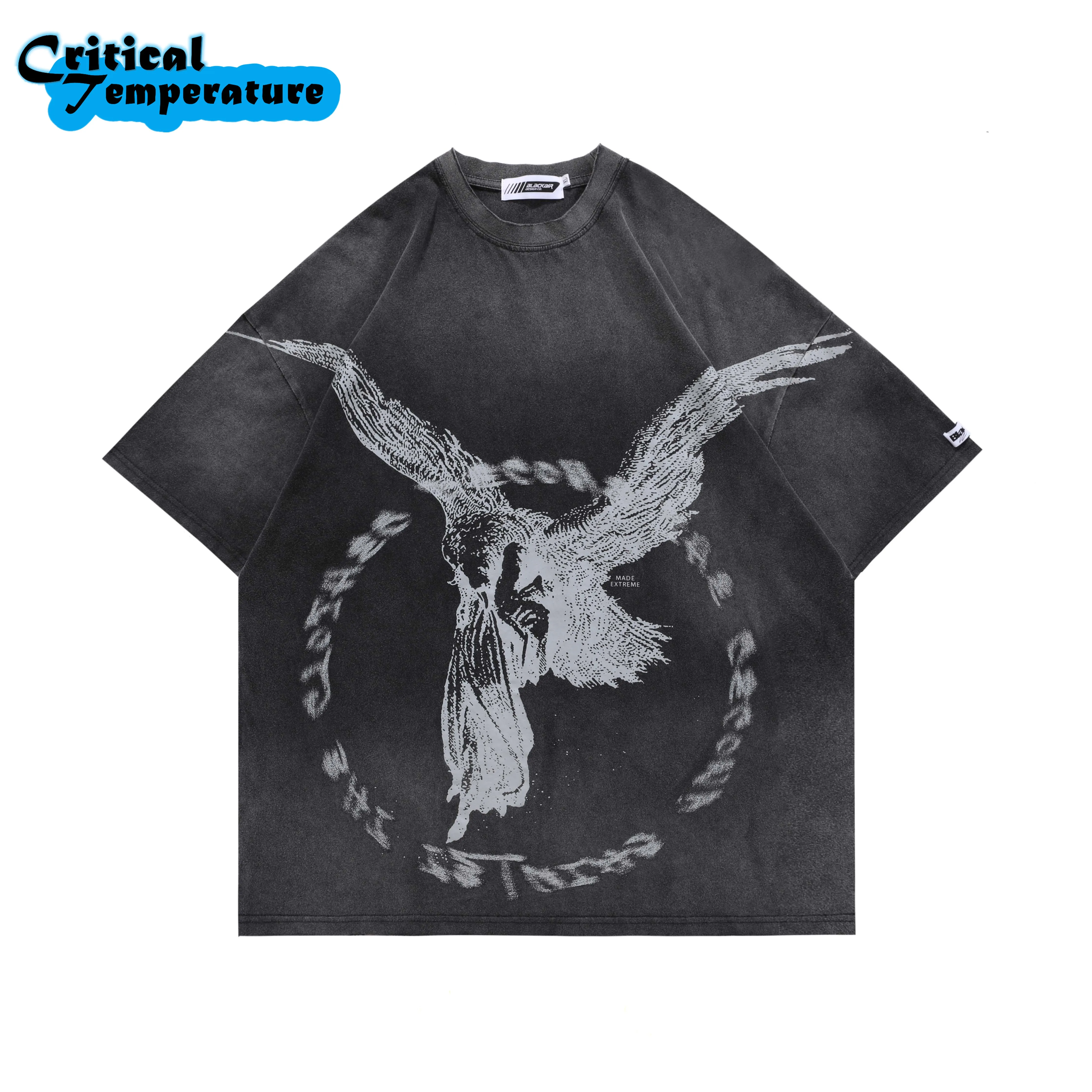 

2021 Men Hip Hop Oversize Washed T Shirt Streetwear Graphic Print T-Shirt Harajuku Cotton Loose Summer Short Sleeve Tshirt Black