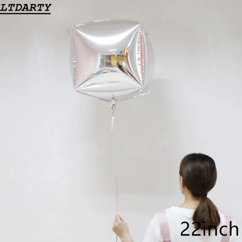 1pcs as picture Серебряный лазер Алюминиевая фольга шар алмаз 4D куб диско сердце фон для фотосессий-воздушный шар День рождения Свадьба Вечеринка гелиевые декорации - Цвет: 1pcs as picture