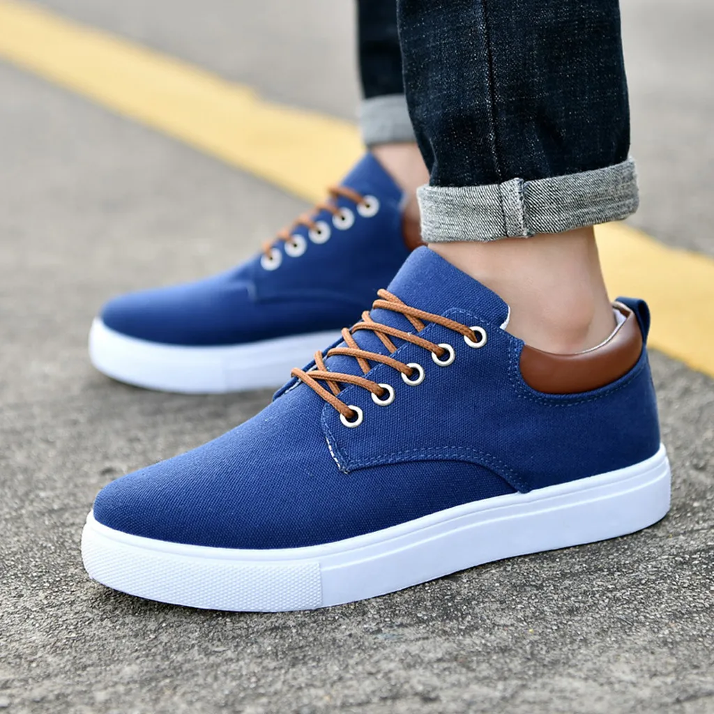 

2019 Spring Summer Casual Shoes Mens Canvas Shoes For Men Lace-Up Brand Fashion Flat Shoes May27