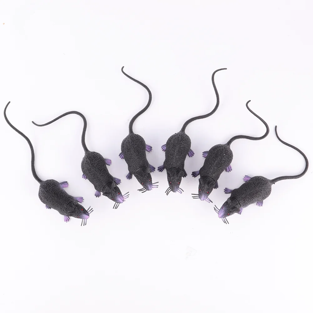 

6 Pcs Horrible Fake Lifelike Rats Mice Tricky for Parties Pranks (Black)