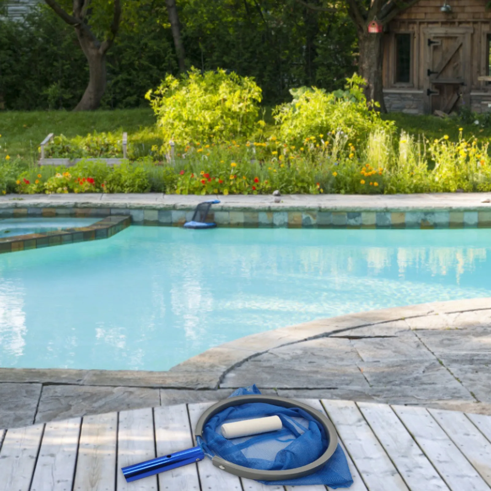 

Swimming pool leaf rake round skimmer mesh belt adjustable aluminum telescopic rod swimming pool spa cleaning kit brand new