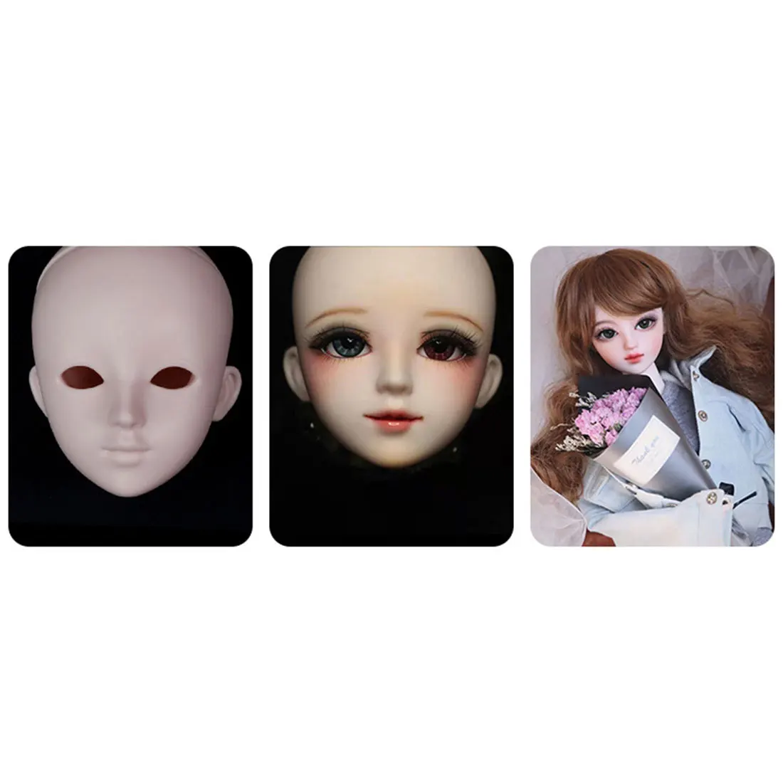 1/3 BJD куклы для практики макияжа голые голова ярмарка кожи W002 (размер головы: 22 см