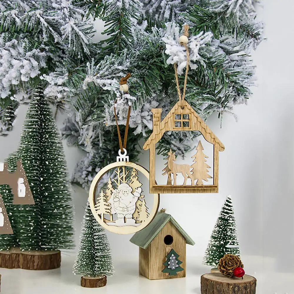 Рождественская деревянная елка Подвески ручная работа украшения для