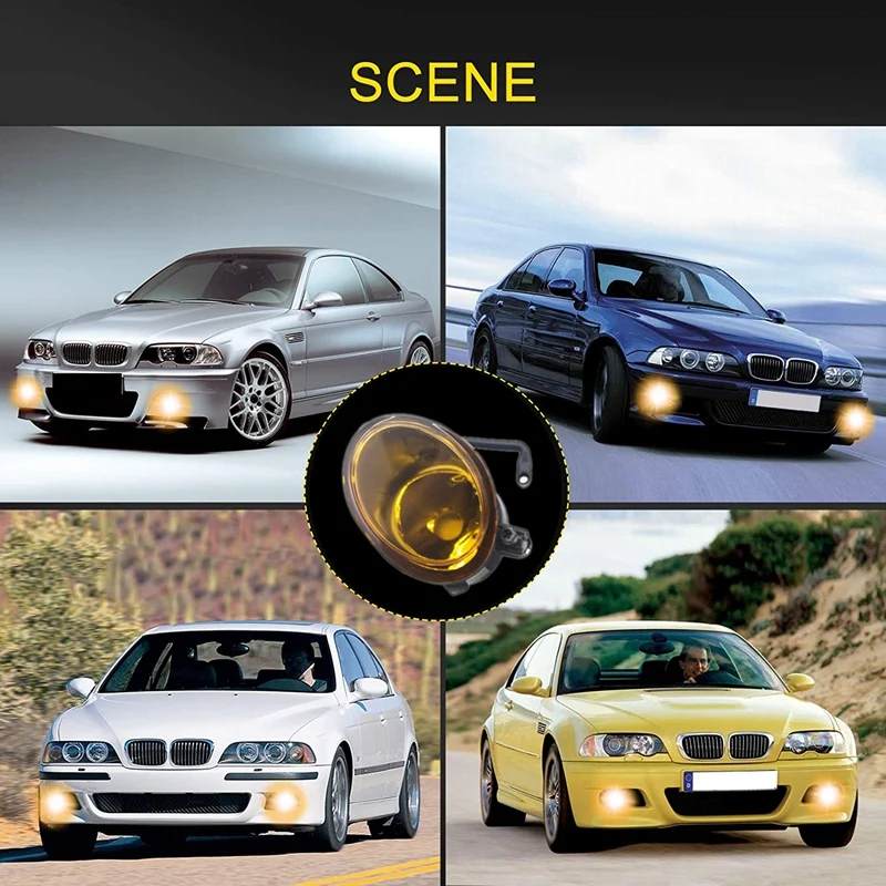 

Car YELLOW FOG LIGHTS MOTORSPORT STYLE FOG LIGHT COVERS For-BMW E46 M3 2001-2006