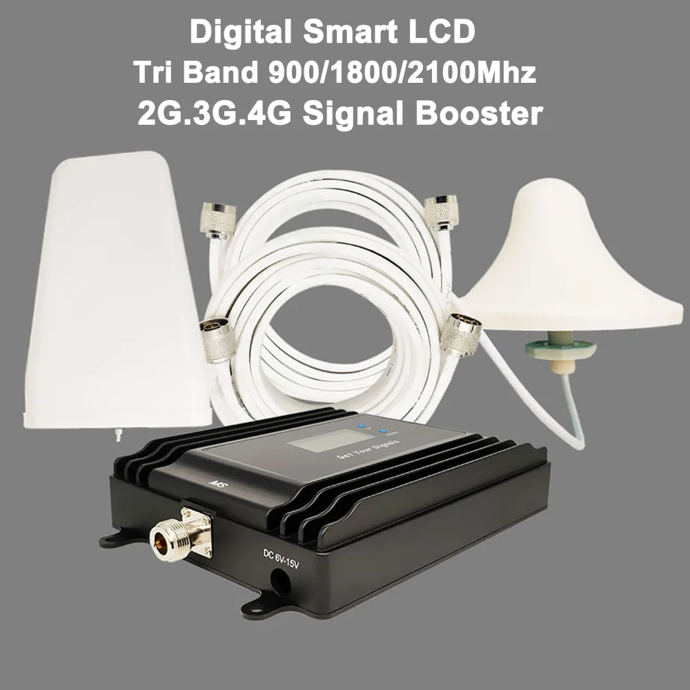 Repetidor de refuerzo de se&ntilde;al triple Band 900 1800 GSM 4G, amplificador con LCD inteligente, 2G, 3G, 4G, para todos los pa&iacute;ses de Europa, Asia y &Aacute;frica-0