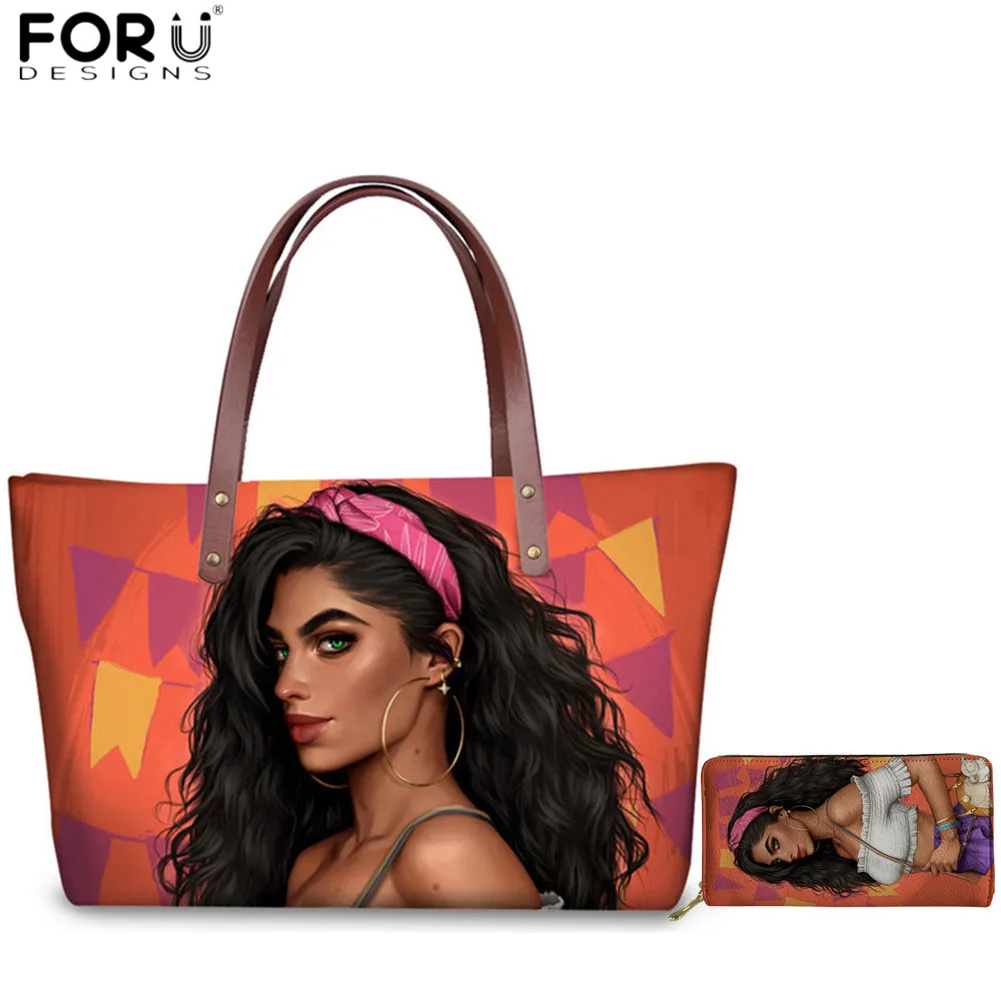Модные сумки тоуты FORUDESIGNS 2 шт./компл. африканская красота африканские черные с