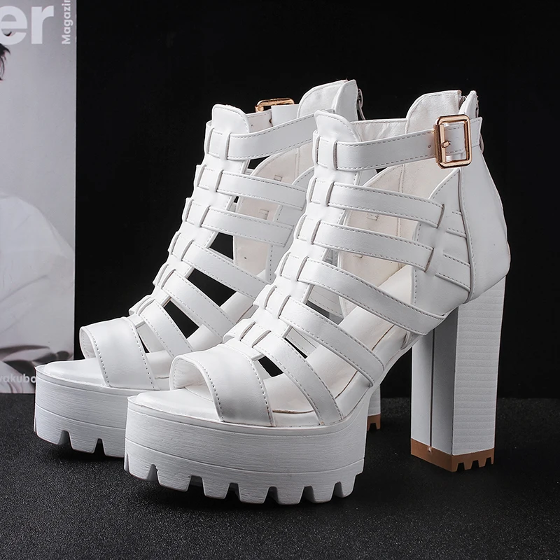 Женские босоножки на высоком каблуке Пикантные Босоножки платформе с открытым