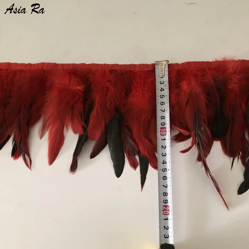 Asia Ra 18 Colors 4-8 inch Height Rooster Coque Feather Fringe Trim for Skirt Dress Costume Roster 10 Meters Red | Дом и сад