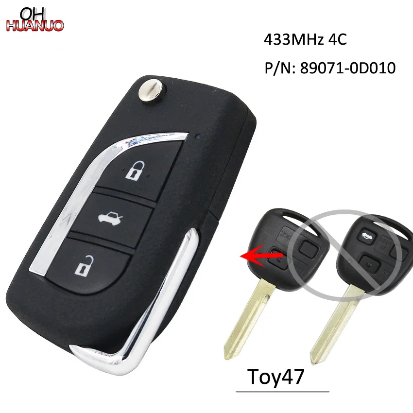 Обновленный пульт дистанционного управления брелок 433 МГц 4C Чип для Toyota Yaris Avensis