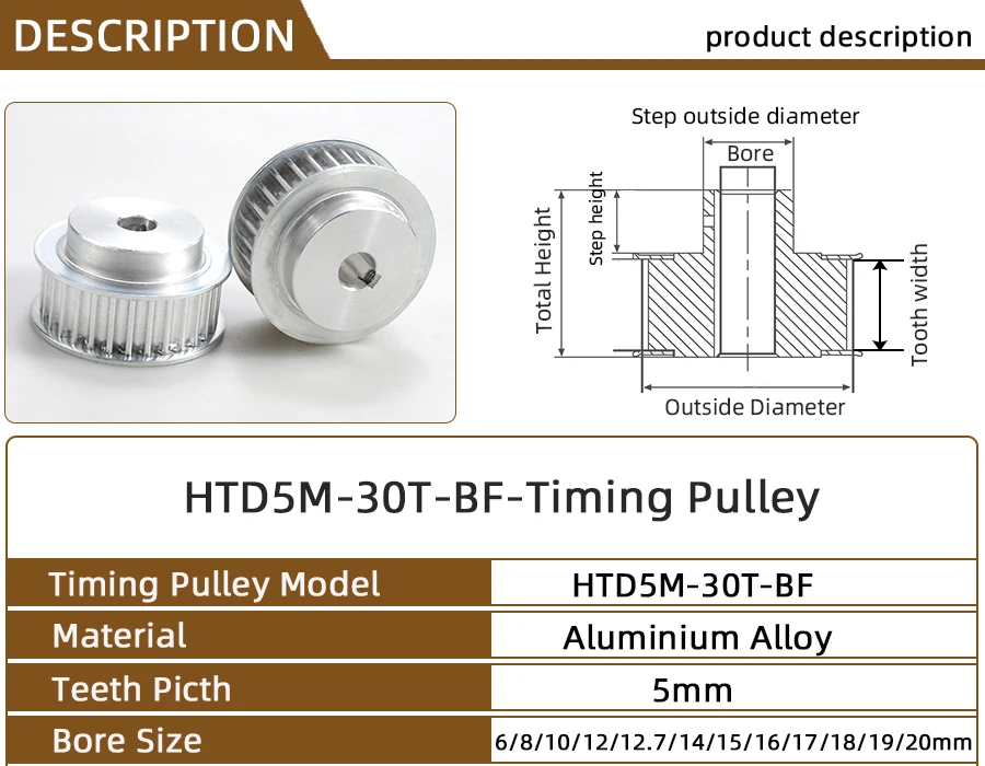 Polia de distribuição 5m-30t furo 6 8