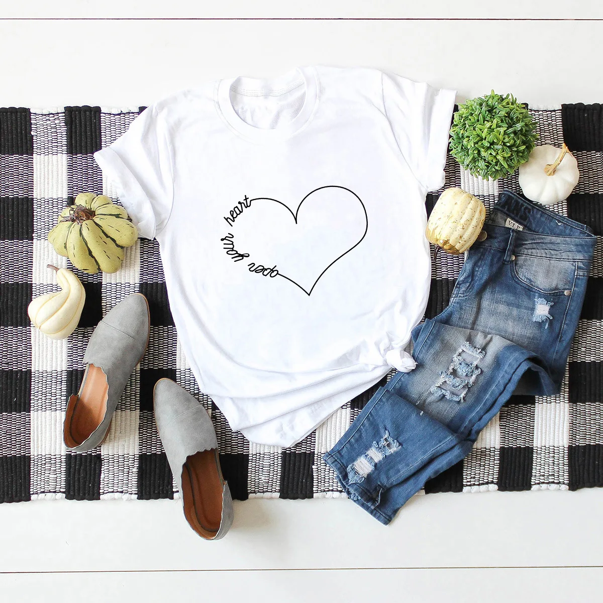 

JFUNCY Plus Size Female Tshirt 100% Cotton T Shirts Women Short Sleeve Tees Summer Loose T-Shirt New Letter Print Tops